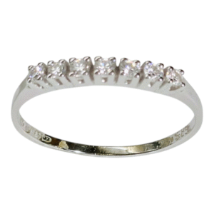 Valkokultainen 14k rivitimanttisormus 7 timantilla