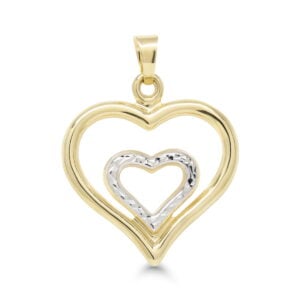 Kultainen timanttileikattu sydänriipus, kaksivärinen (14K)