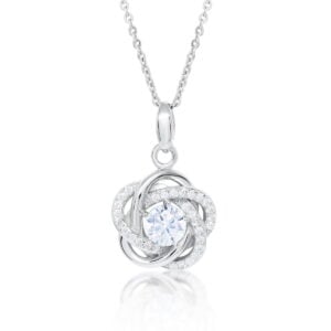 Solmu-kaulakoru zirkoneilla, rodinoitua hopeaa (Beat of Love)