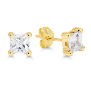 14k keltakultaiset zirkonikorvakorut kantikkaalla kivellä
