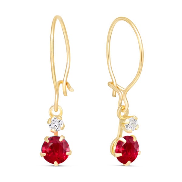 Roikkuvat kultakorvakorut zirkoneilla punainen