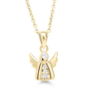 Lasten kullattu hopeinen enkeliriipus zirkoneilla