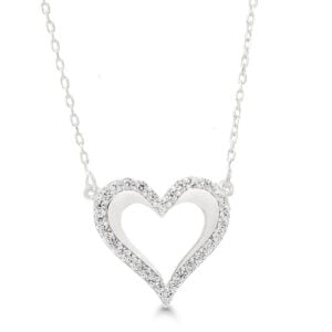 Hopeinen sydänkaulakoru zirkoneilla