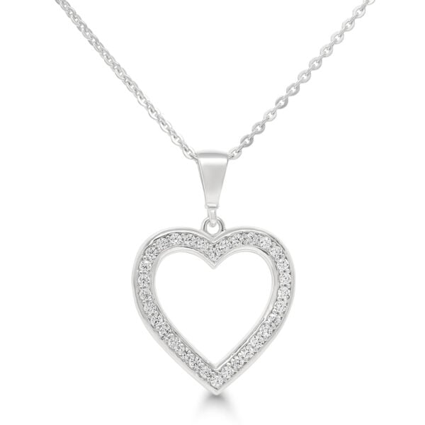 Hopeinen sydänkaulakoru zirkoneilla