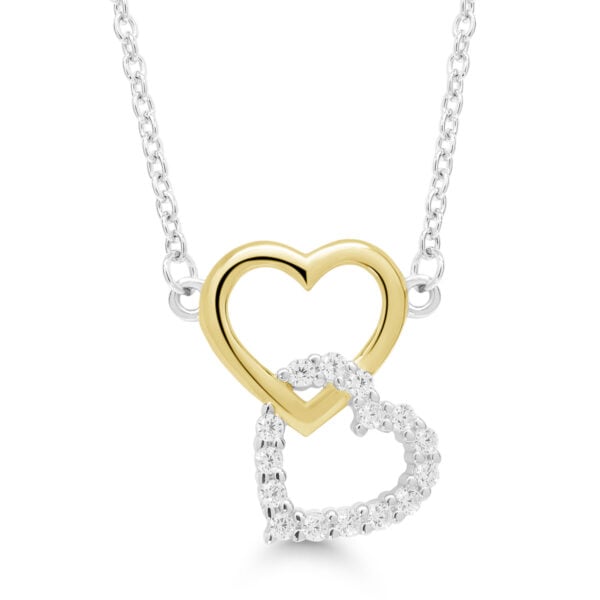 Sydänkaulakoru zirkoneilla rodinoitua ja kullattua 925-hopeaa