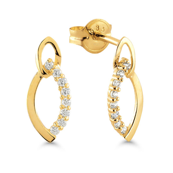 Keltakultaiset 14k korvakorut zirkoneilla