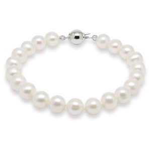 Valkoinen AAA-luokan helmirannekoru hopealukolla