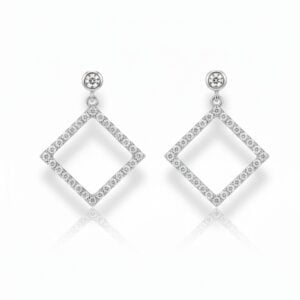 Hopeiset neliönmuotoiset juhlakorvakorut zirkonioilla