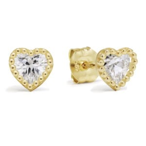 Sydän kultakorvakorut zirkonilla 14k keltakultaa