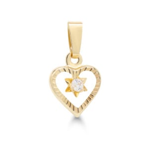 Keltakultainen pieni sydänriipus timantilla