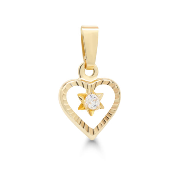 Keltakultainen pieni sydänriipus timantilla
