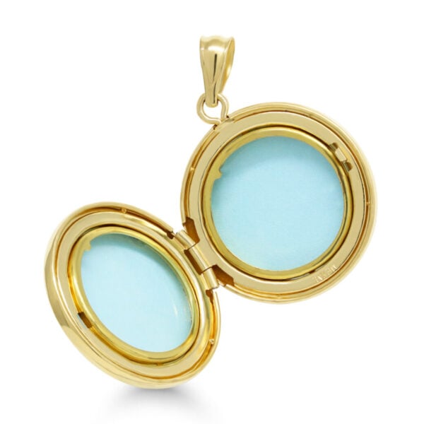 Kullattu pyöreä hopeamedaljonki koristekaiverruksella 20mm - Image 2