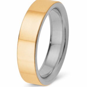 DUETTO 006-068 kihlasormus, 5 mm flakkamalli, ulkopinta 14k kultaa, sisärengas titaania, poistohinta, koko 17,5