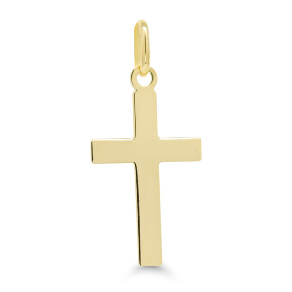 Klassinen keltakultainen ristiriipus sileällä pinnalla