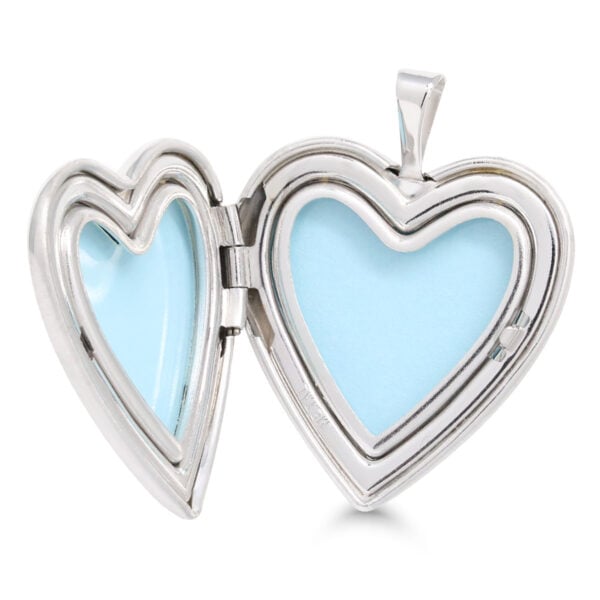 Hopeamedaljonki sydän 17mm zirkonilla