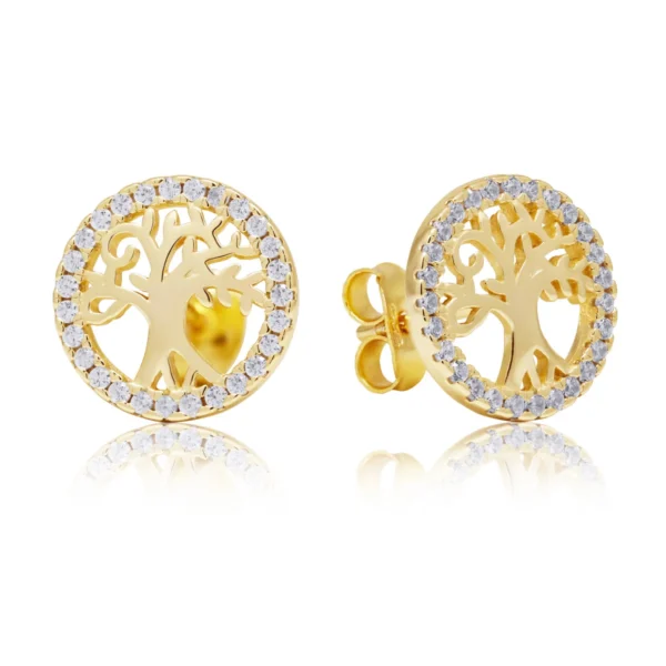 kullatut hopeakorvakorut elämänpuu zirkoneilla