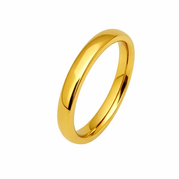 Bosie titaanisormus 3 mm PVD kullattu kiillotettu puolipyöreä