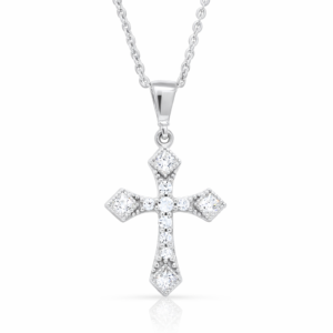 Hopeinen ristikaulakoru zirkoneilla rippiristi 925 hopeaa