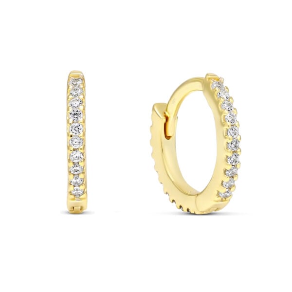 Kullatut hopeiset zirkonikorvarenkaat 12 mm saranalukolla