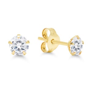 14K keltakultaiset zirkonikorvakorut 4 mm nappimalliset kultakorvakorut