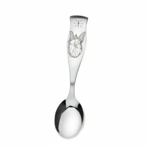 Kultakeskus hopeinen kummilusikka enkelikoristeella 13,5 cm