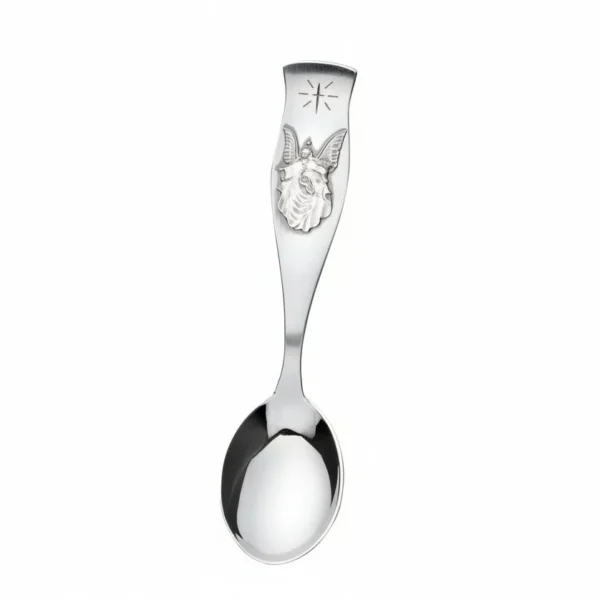Kultakeskus hopeinen kummilusikka enkelikoristeella 13,5 cm