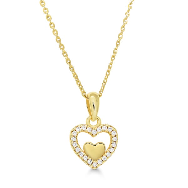 Kullattu sydänkaulakoru zirkoneilla 925 hopeaa säädettävä ketju