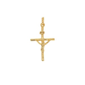 Kultapinnoitettu krusifiksiriipus Jeesus-hahmolla 18 x 30 mm