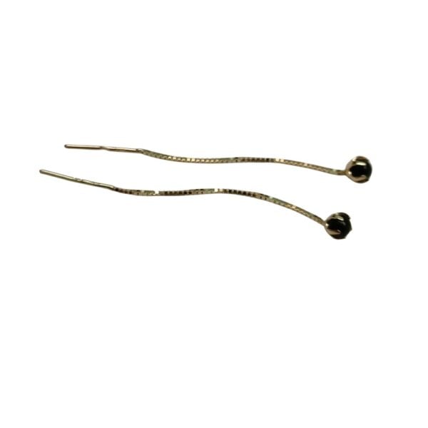 Kultaiset läpivedettävät korvakorut mustalla synteettisellä helmellä 3 mm - Image 2