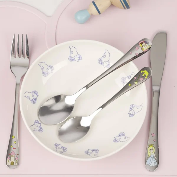 Prinsessa lasten aterinsetti ruostumattomasta teräksestä emalikoristeilla - Image 2